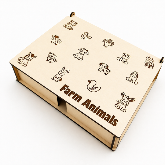 Montessori Farm Animals (Set of 14 with storage box)