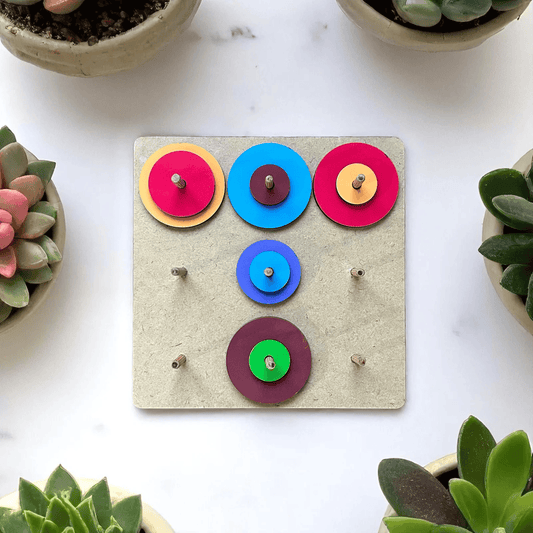 Circle Pattern Builder - Montessori Color Sorting and Stacking Puzzle Cognitive & Motor Skills