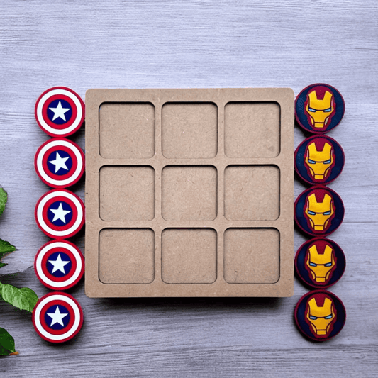 Wooden Tic Tac Toe Game - Classic Strategy and Logic Game Cognitive & Motor Skills