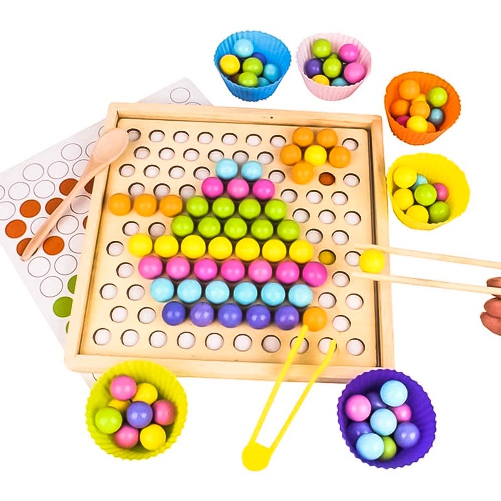 Multifunctional Beads Memory Game – 2-in-1 Wooden Brain Builder 🎲🌈