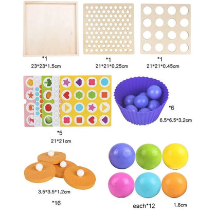 Multifunctional Beads Memory Game - 2-in-1 Wooden Brain Builder Cognitive & Motor Skills