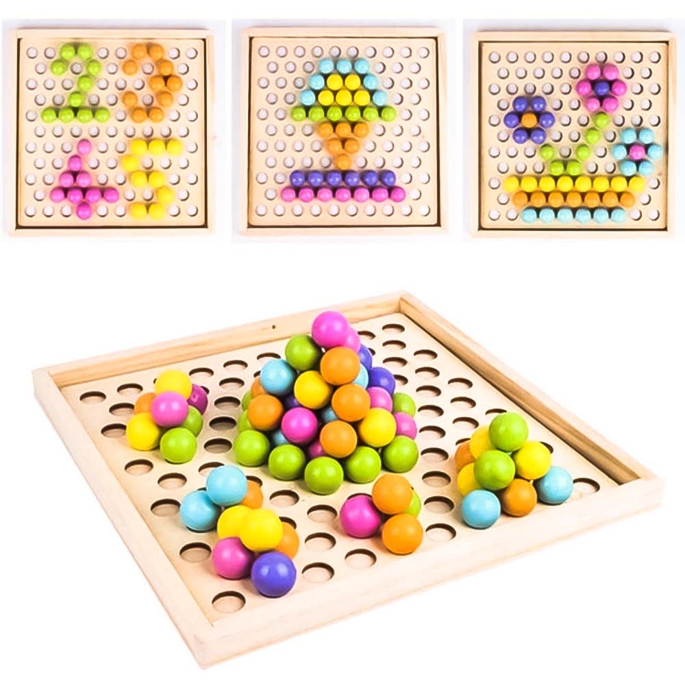 Multifunctional Beads Memory Game – 2-in-1 Wooden Brain Builder 🎲🌈