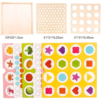 Multifunctional Beads Memory Game - 2-in-1 Wooden Brain Builder Cognitive & Motor Skills