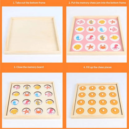 Multifunctional Beads Memory Game - 2-in-1 Wooden Brain Builder Cognitive & Motor Skills