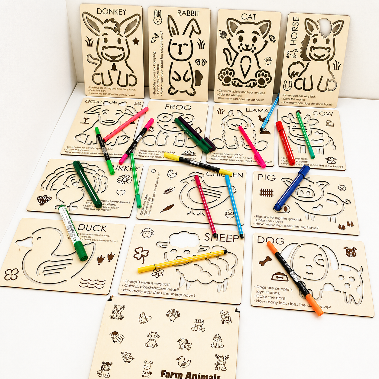Montessori Farm Animals (Set of 14 with storage box)