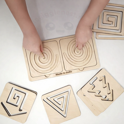 Wooden two-handed Maze Set
