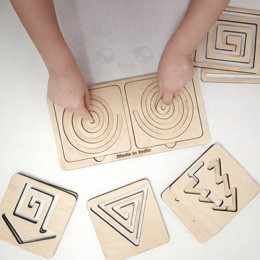 Wooden two-handed Maze Set