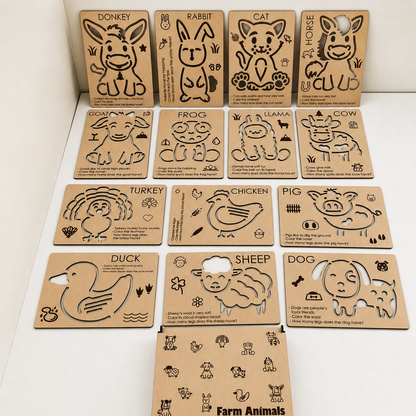 Montessori Farm Animals (Set of 14 with storage box)