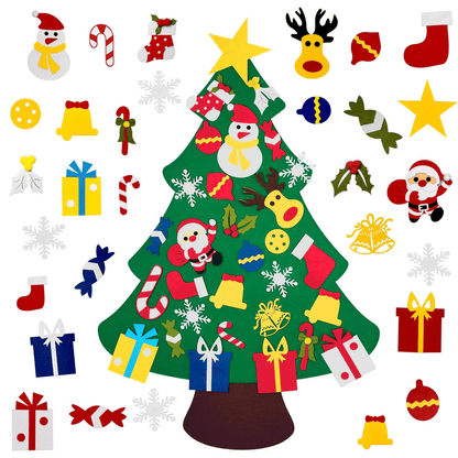 DIY Felt Christmas Tree Kit - Reusable Holiday Decorating Activity with Colourful Ornaments
