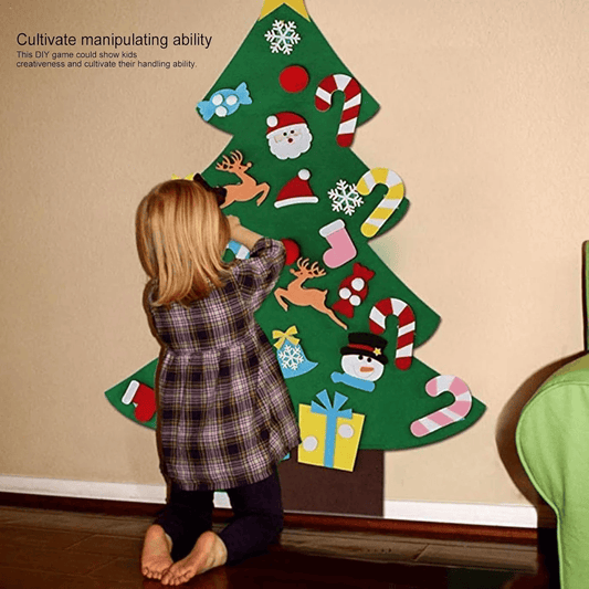 DIY Felt Christmas Tree Kit - Reusable Holiday Decorating Activity with Colourful Ornaments
