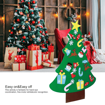 DIY Felt Christmas Tree Kit - Reusable Holiday Decorating Activity with Colourful Ornaments