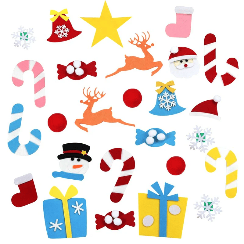 DIY Felt Christmas Tree Kit - Reusable Holiday Decorating Activity with Colourful Ornaments