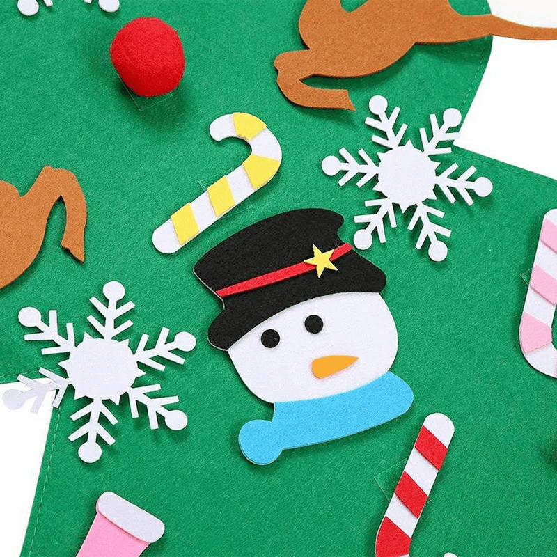 DIY Felt Christmas Tree Kit - Reusable Holiday Decorating Activity with Colourful Ornaments