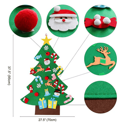 DIY Felt Christmas Tree Kit - Reusable Holiday Decorating Activity with Colourful Ornaments