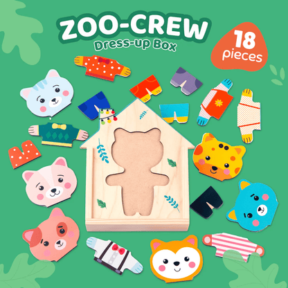 Wooden Animals Zoo Crew Mix & Match Dress Up Game Make & Create Studio