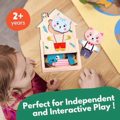 Wooden Animals Zoo Crew Mix & Match Dress Up Game Make & Create Studio