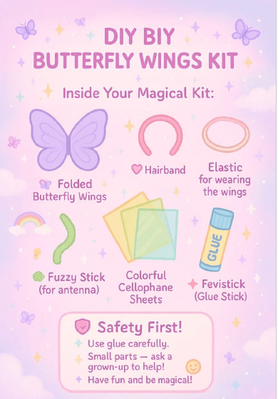 Flutter & Shine – DIY Wearable Butterfly Wings Kit (Sample Piece*)
