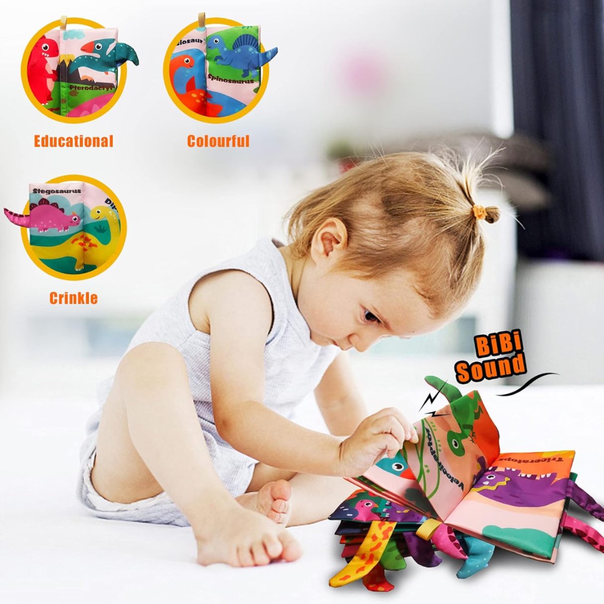 Touch and Feel Sensory Soft Cloth Book (‎Dinosaur Theme)