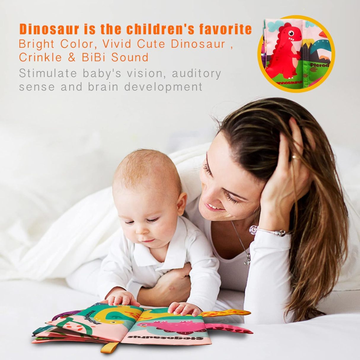 Touch and Feel Sensory Soft Cloth Book (‎Dinosaur Theme)