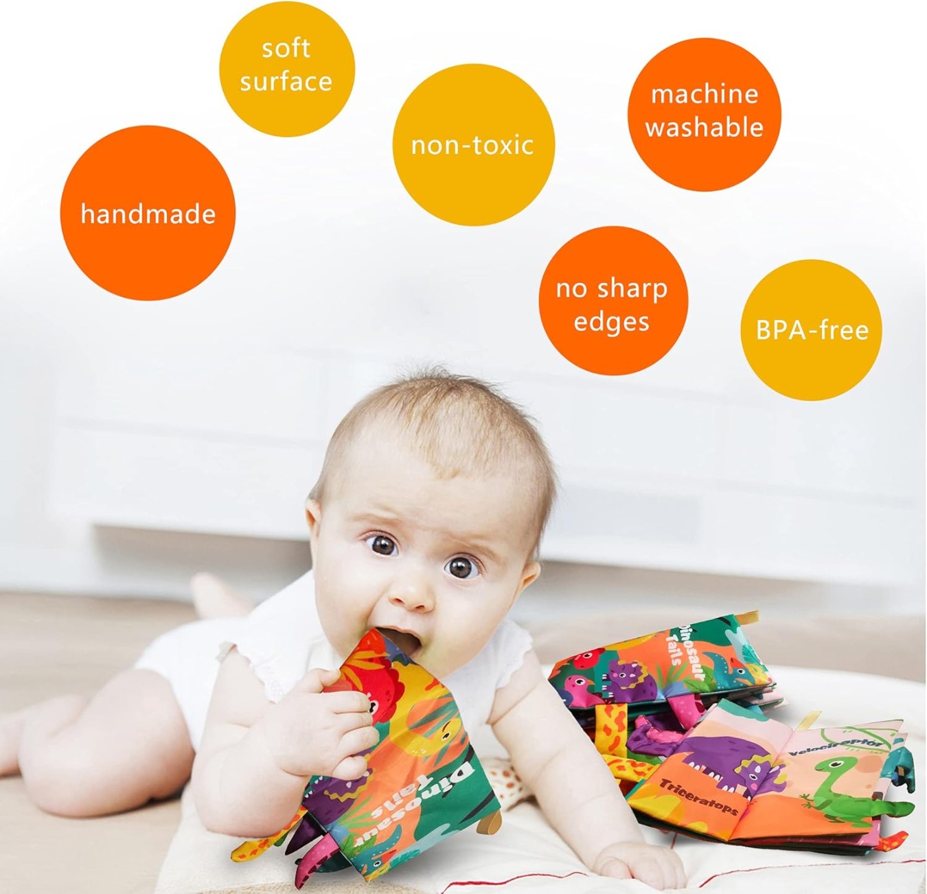 Touch and Feel Sensory Soft Cloth Book (‎Dinosaur Theme)