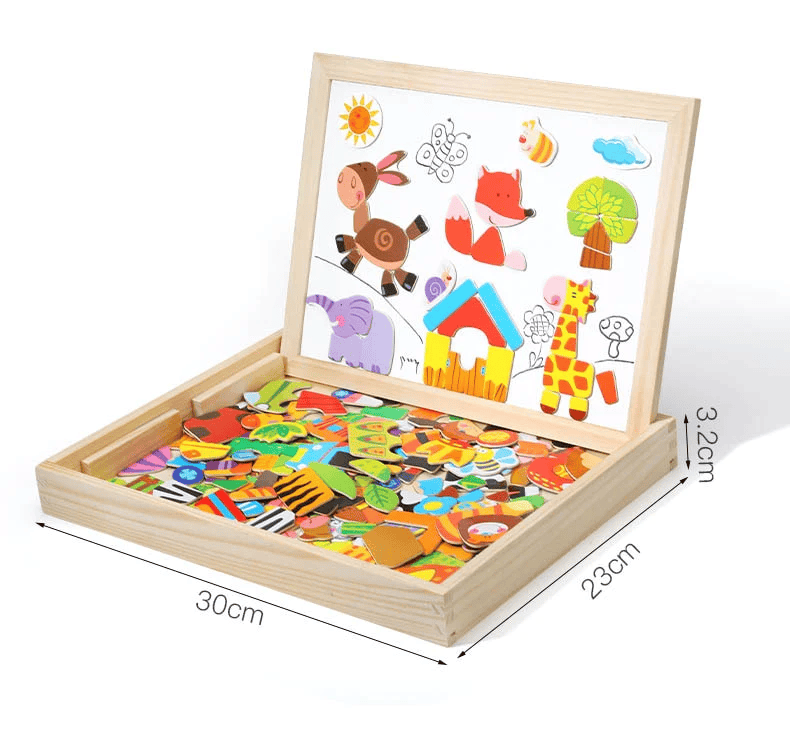 2-in-1 Animal Puzzle & Magnetic Drawing Station Make & Create Studio