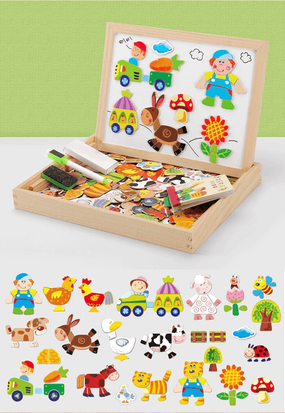 2-in-1 Animal Puzzle & Magnetic Drawing Station Make & Create Studio