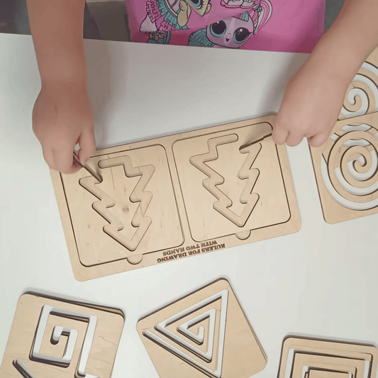 Wooden two-handed Maze Set