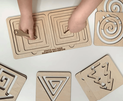 Wooden two-handed Maze Set Cognitive & Motor Skills
