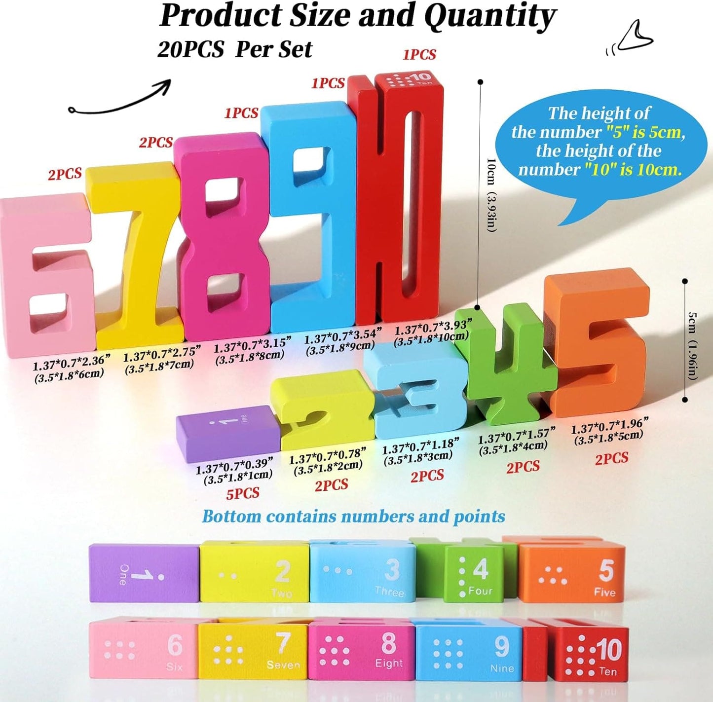 Wooden Stacking Number Building Blocks