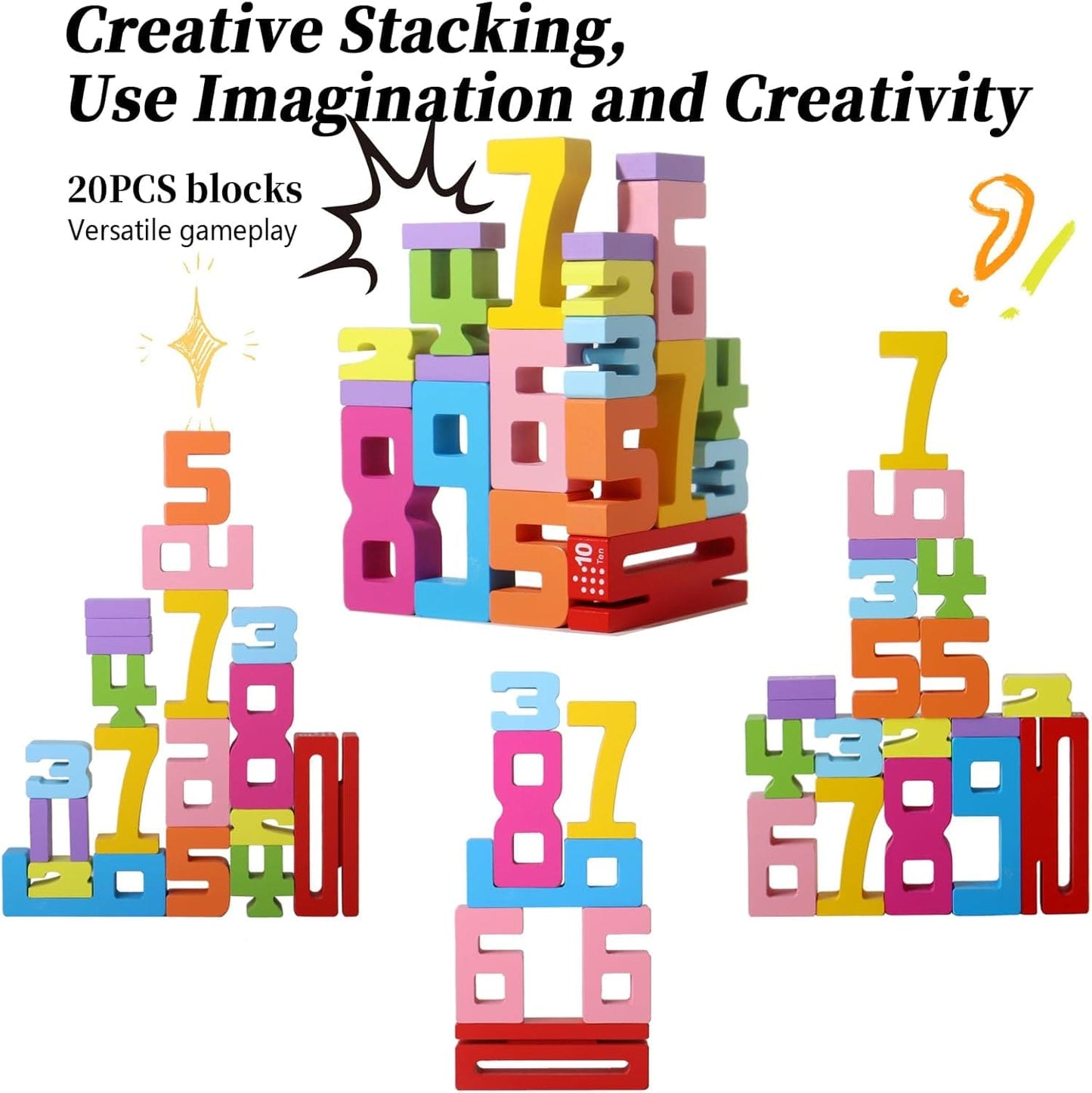 Wooden Stacking Number Building Blocks