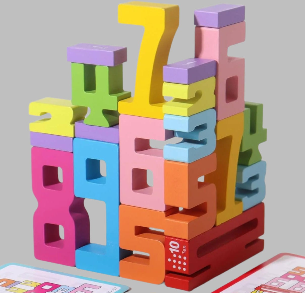 Wooden Stacking Number Building Blocks