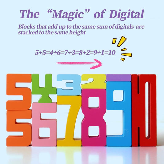 Wooden Stacking Number Building Blocks