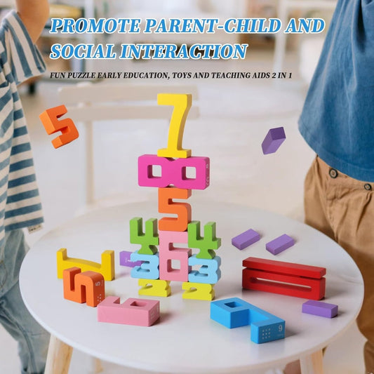 Wooden Stacking Number Building Blocks