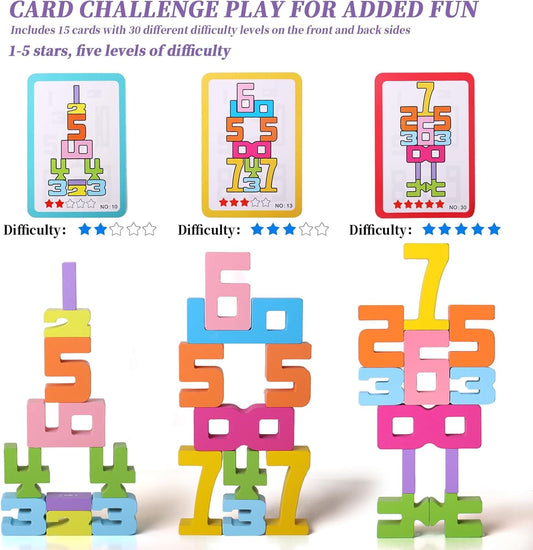 Wooden Stacking Number Building Blocks