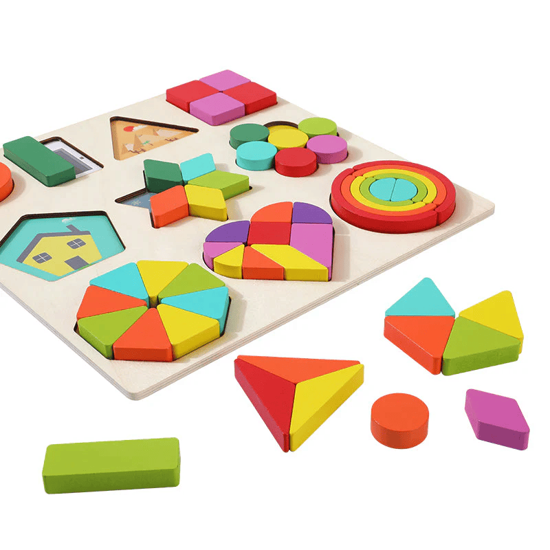 Wooden Geometry Matching Puzzle Set