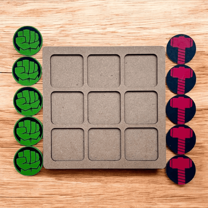 Wooden Tic Tac Toe Game - Classic Strategy and Logic Game Cognitive & Motor Skills