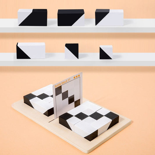 Wooden Brain Teaser with 80 Challenges - STEM Logic Game Cognitive & Motor Skills