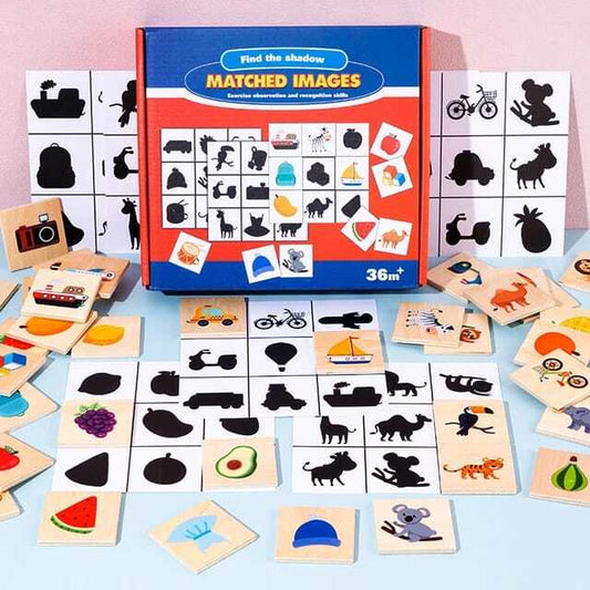 Wooden Shadow Matching Puzzle Game – Cognitive Skill Builder