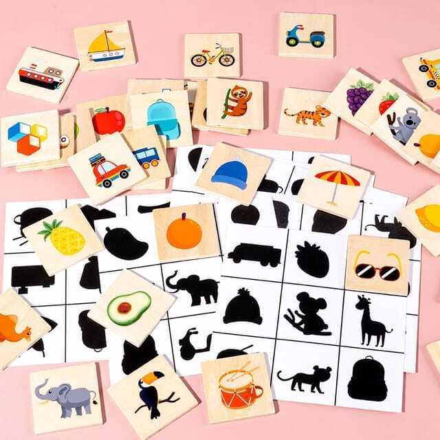 Wooden Shadow Matching Puzzle Game – Cognitive Skill Builder