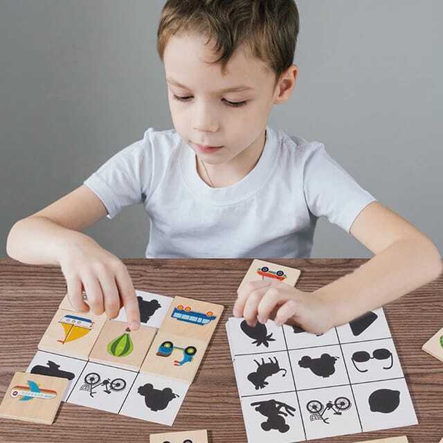 Wooden Shadow Matching Puzzle Game – Cognitive Skill Builder