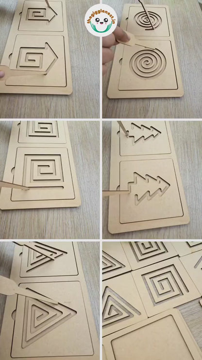 Wooden two-handed Maze Set