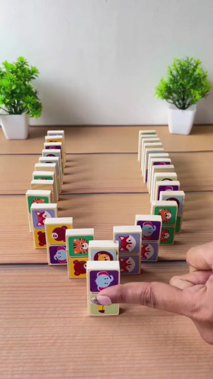 Wooden Animal Faces Dominoes